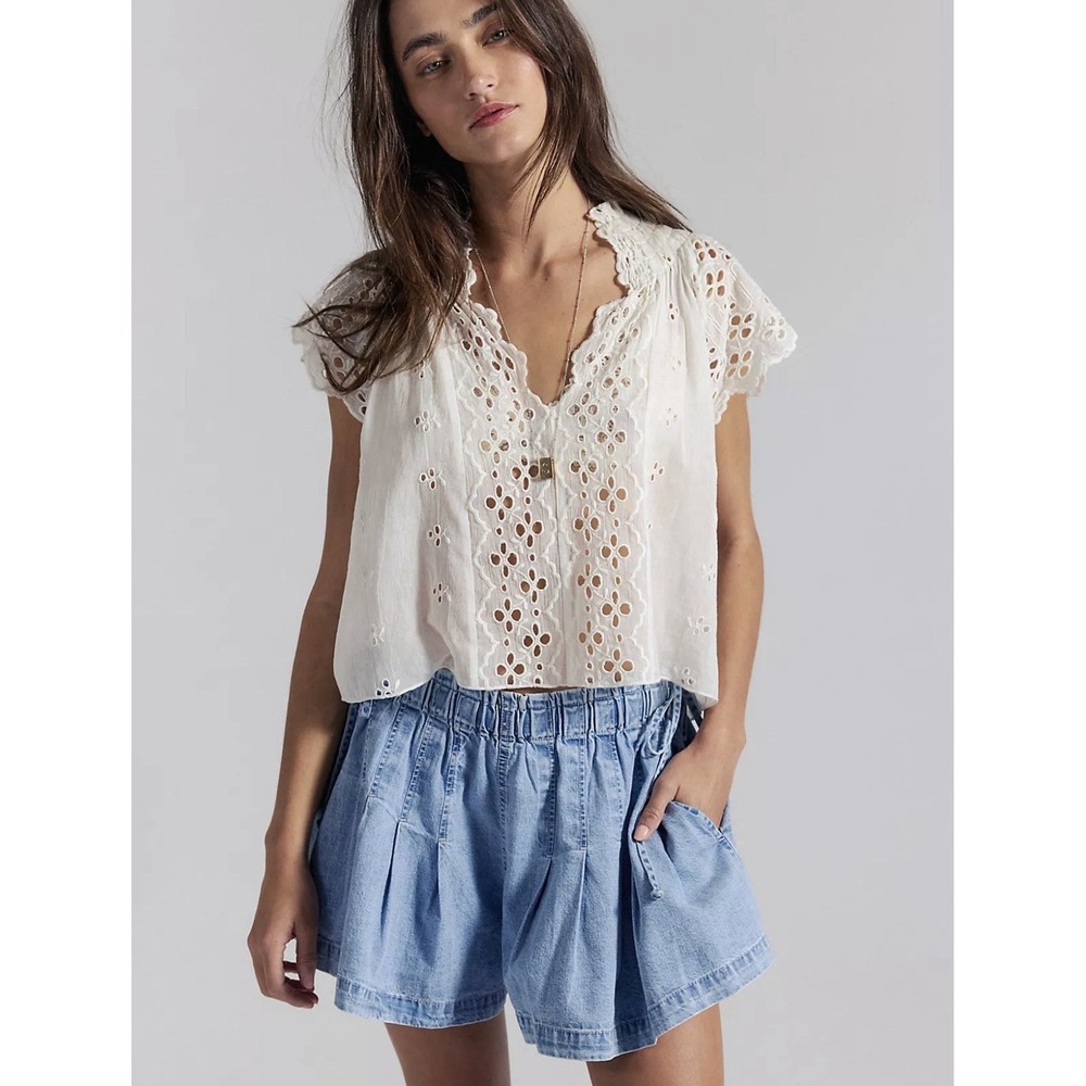 We The Free Croquet Shorties Chambray Blue XS